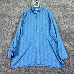 Vintage Sovereign Shirt Mens XLT Blue Check Long Sleeve Button Up Tall Work